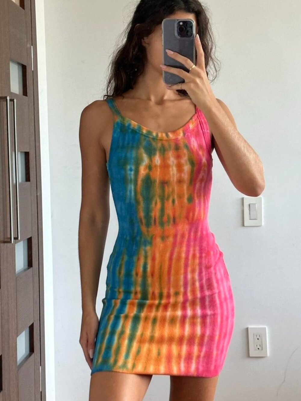 Cotton Citizen "Verona" Tank Dress – Sorbet Ripple Tie-Dye – Size S